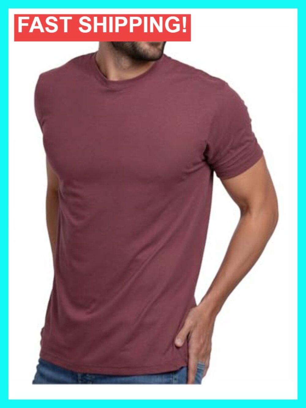 Athletic Fit Soft Cotton Blend Crew Neck Tee S-4XL Plain Casual T-Shirt for Men